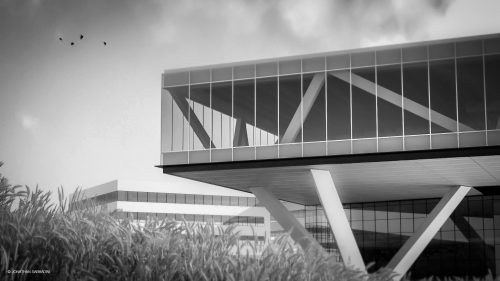 visualizzazione architettonica di un edificio pubblico moderno