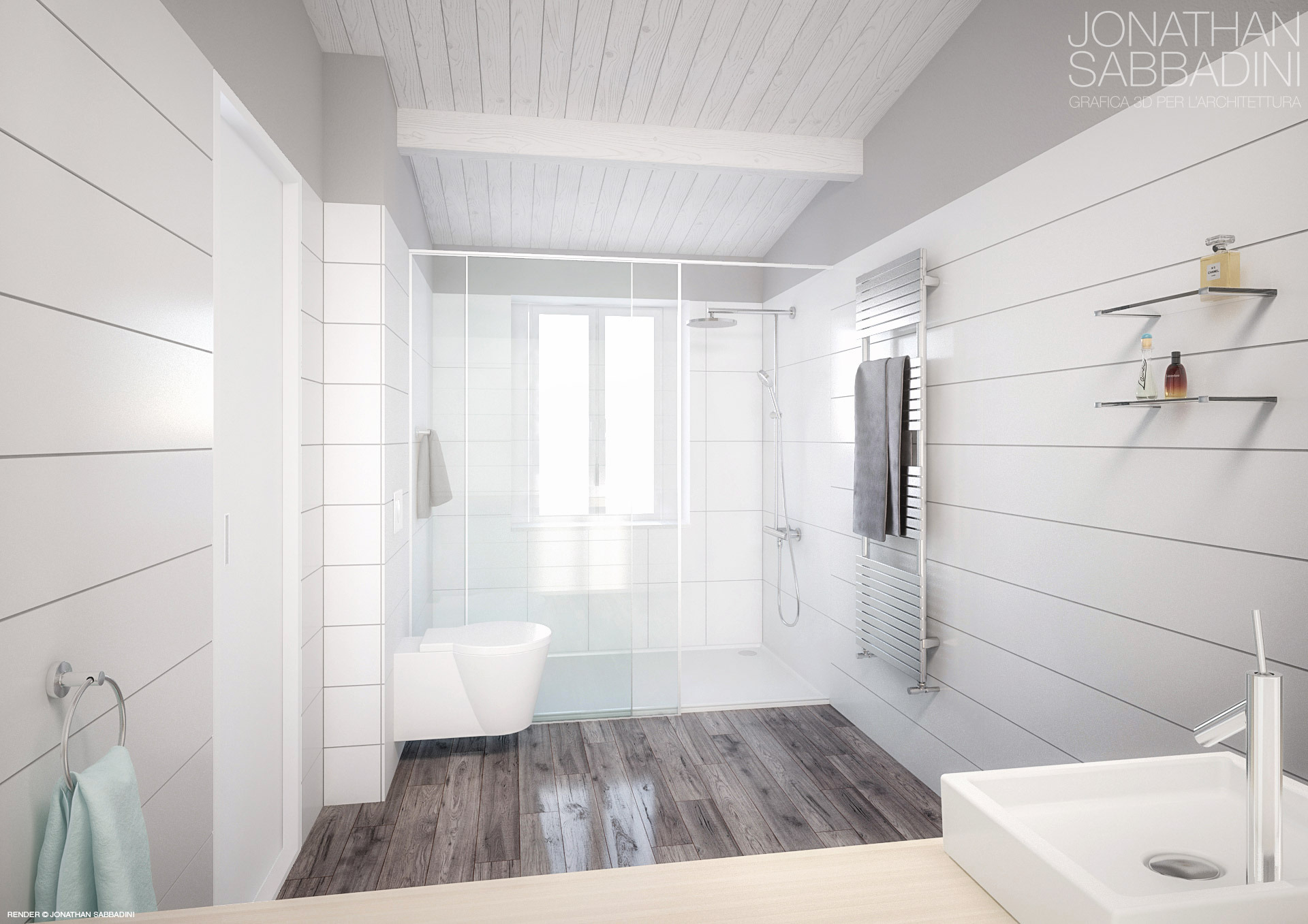 bagno doccia render vendita casa - Jonathan Sabbadini Bellinzona