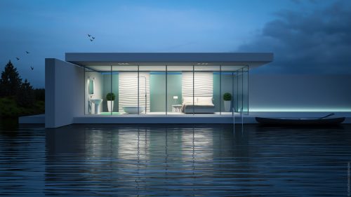 Visualizzazione Architettonica edificio di lusso - open space camera da letto bagno