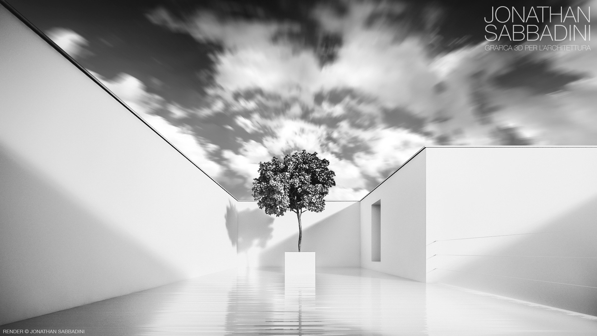 La casa bianca e la piscina, architettura minimalista