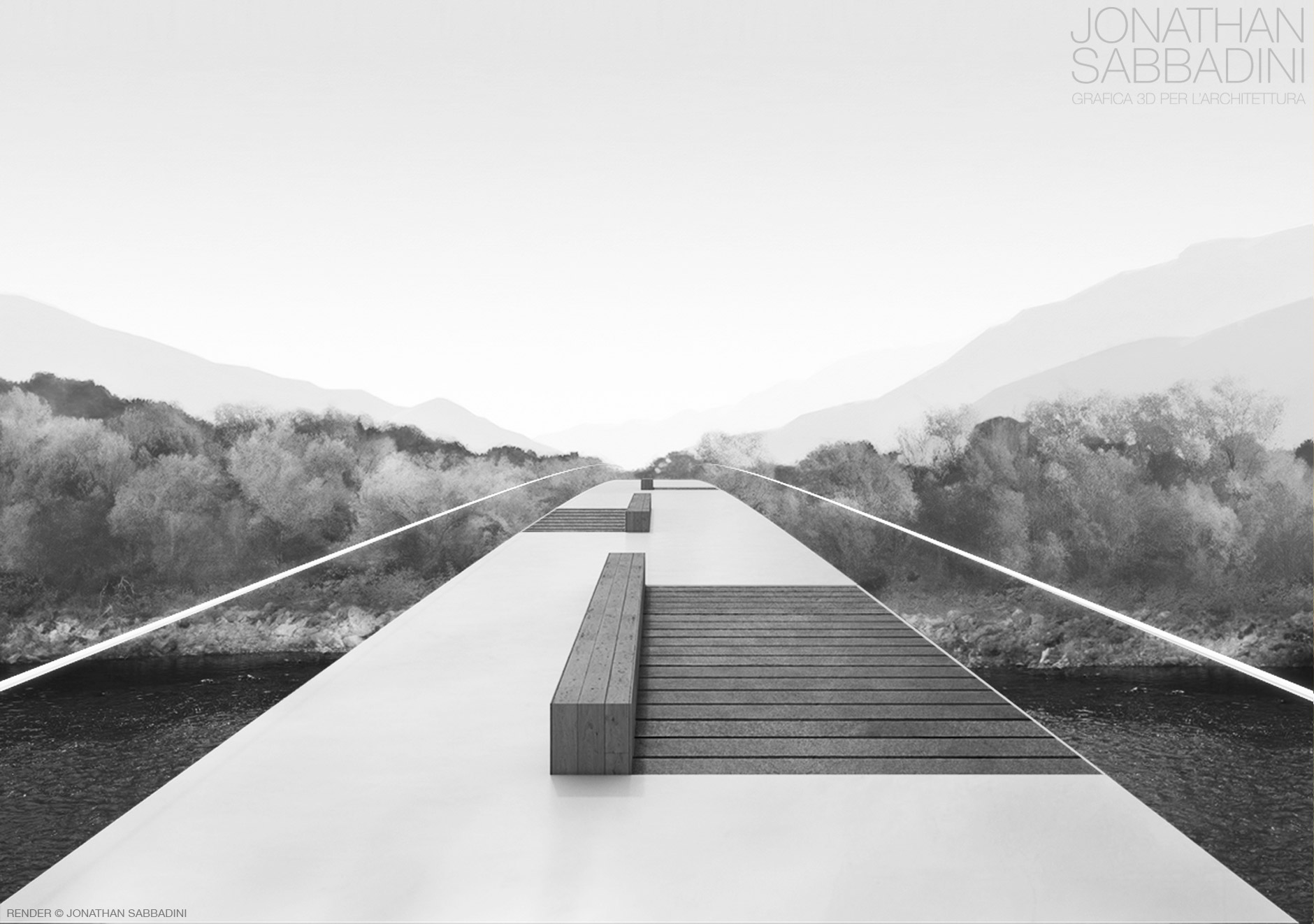 la passerella sul fiume Maggia - visualizzazione per concorso di ingegneria