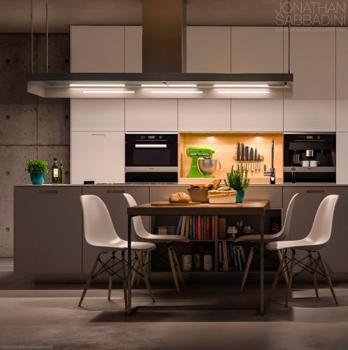 rendering fotorealistico cucina oggetti di design