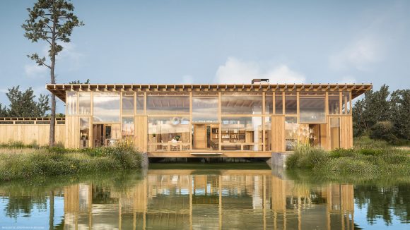 modellazione e rendering ad alto realismo di legno, vetro, vegetazione, acqua