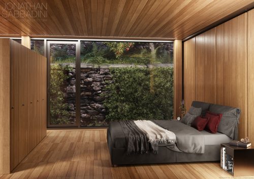 rendering fotorealistico di interno casa Biasca progetto Architetto Ivano Gianola