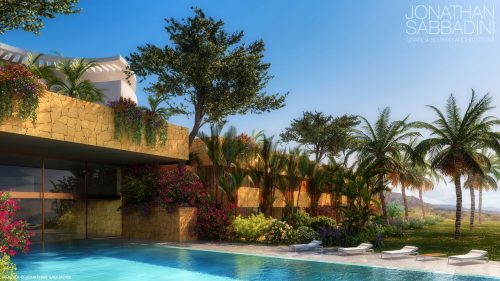 Hotel di Lusso in Marbella - giardino - concept render - Jonathan Sabbadini