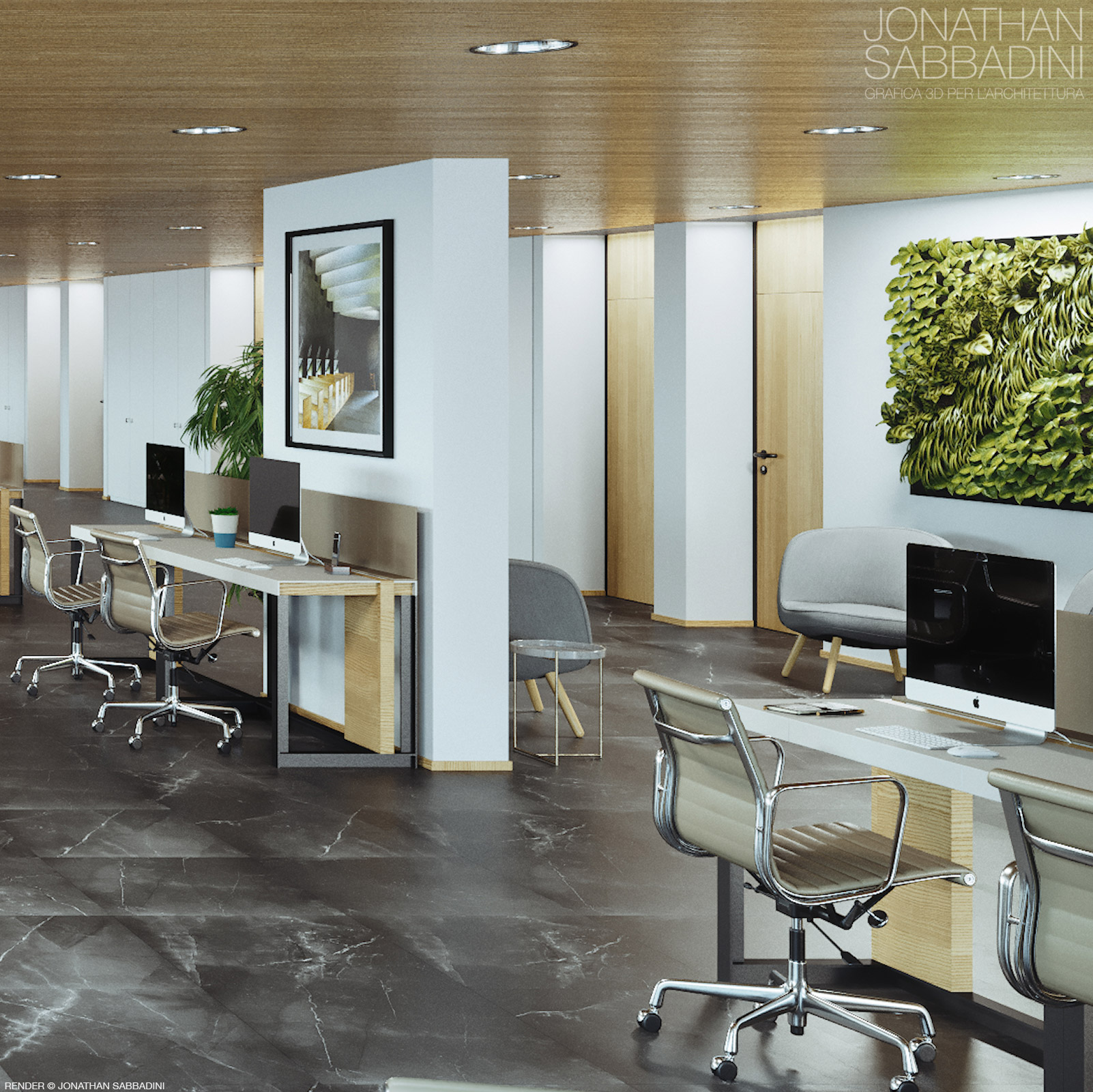 rendering fotorealistico interior design uffici Bellinzona