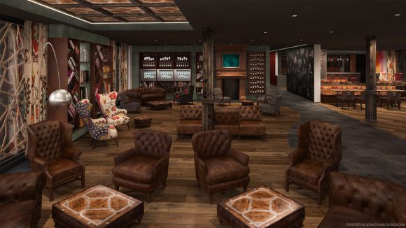 Lounge Restaurant Twist Hotel Valsana Arosa - render presentazione progetto
