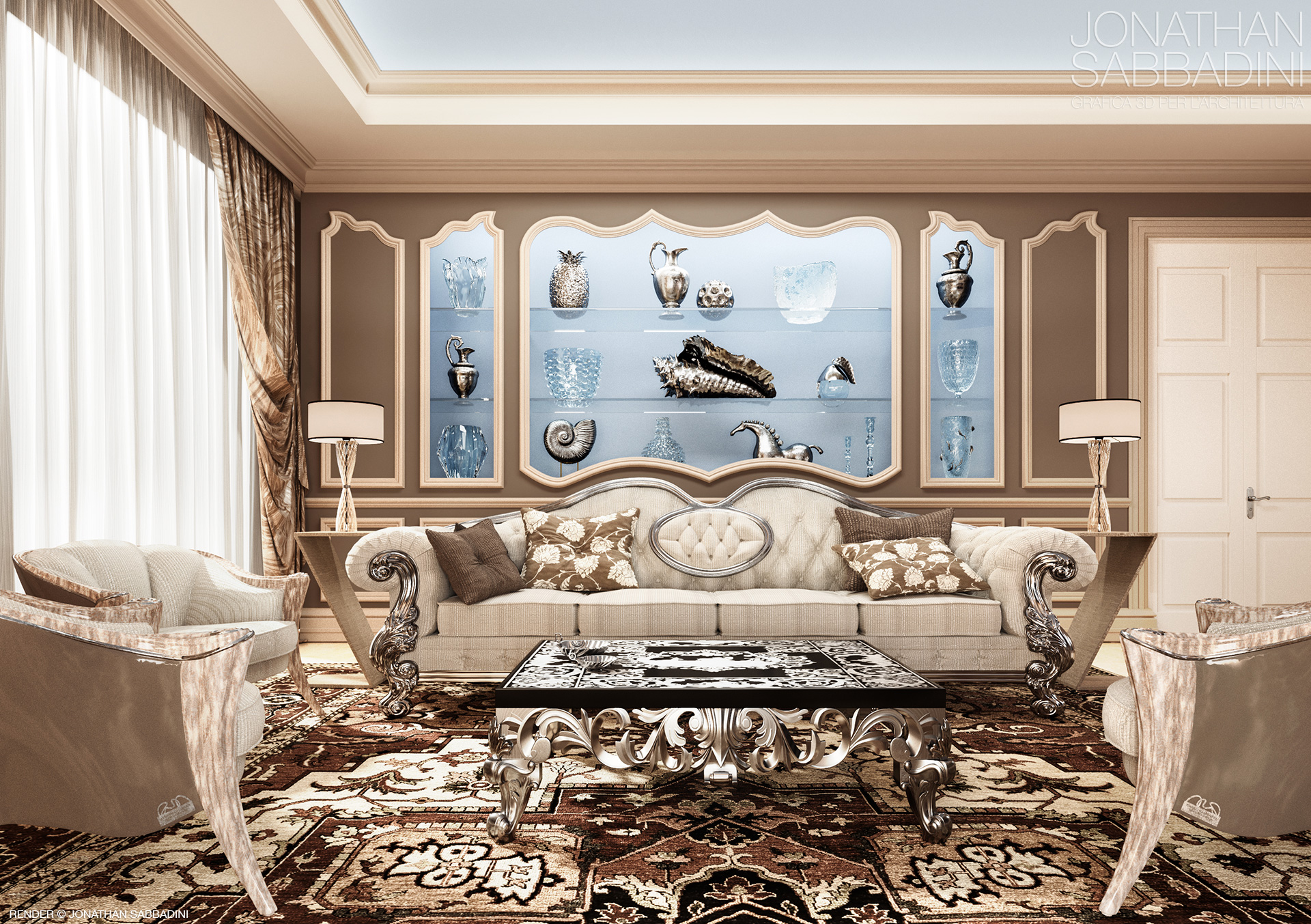 interior design soggiorno Jeddah progetto Carlo Rampazzi - rende
