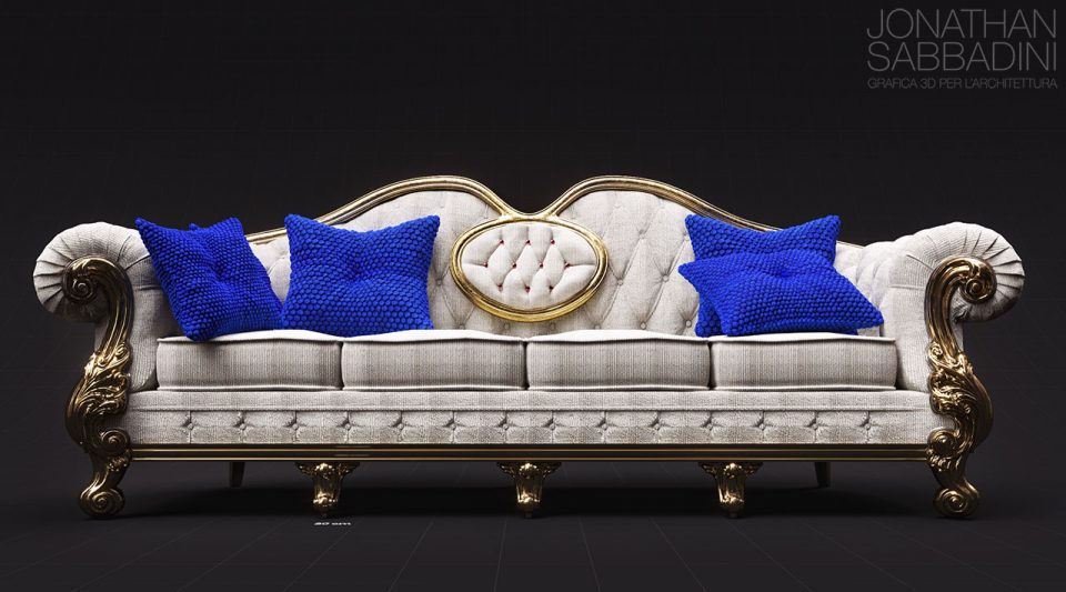 modellazione divano per salotto di lusso a Jeddah