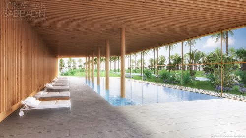 render concept per piscina in SPA di lusso a Dubai