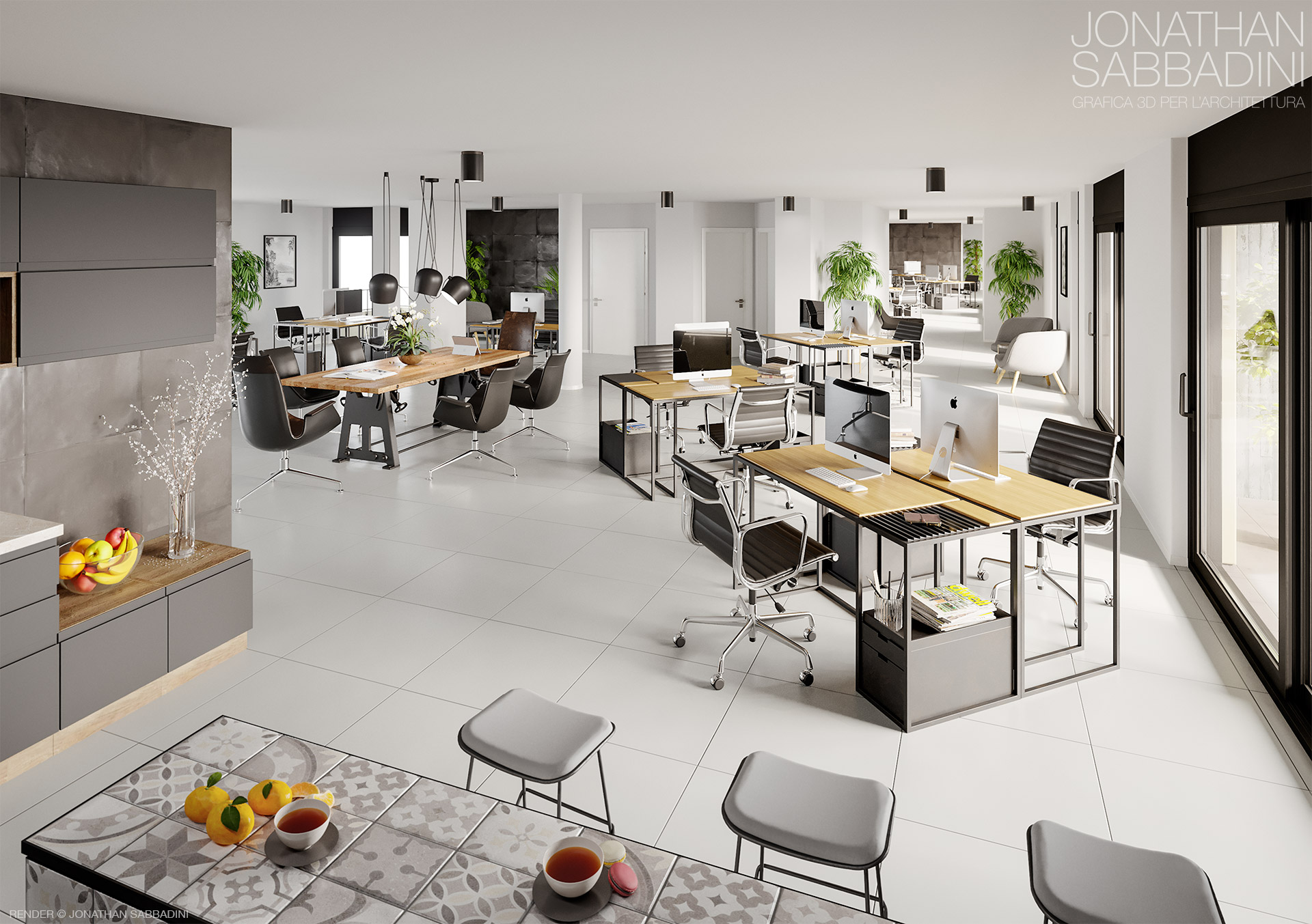 immagine 3D per locazione immobiliare di uffici a Lugano