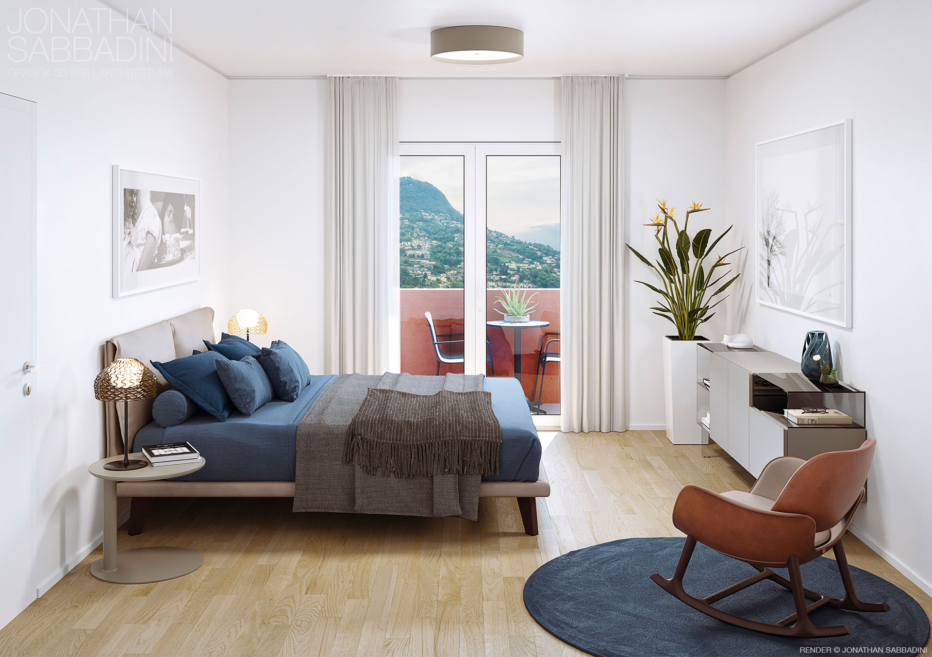 camera letto appartamenti Parco Brentani Lugano render Jonathan Sabbadini
