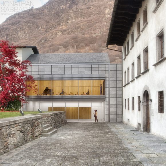 render presentazione progetto architettura per centro culturale